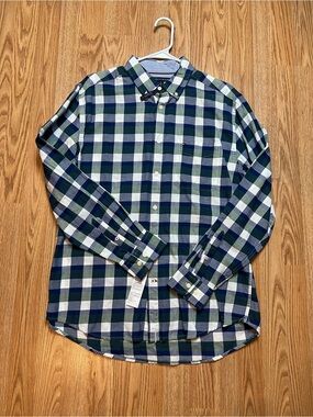 Tommy Hilfiger Blue, Green & White Plaid Button-Down Shirt